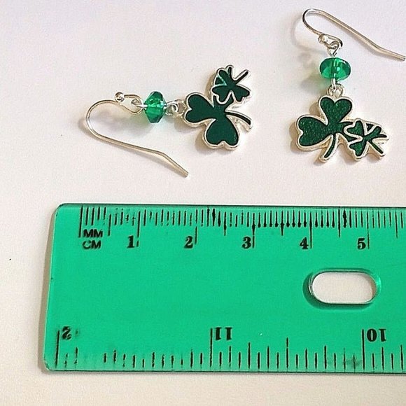 Irish Shamrock Hypoallergenic Earrings Celtic St Patricks Green Silver Plated - Picture 12 of 12